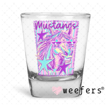 UV DTF Decal - Mustang Colorful Mascot Shot Glass Heavy Base Weefers