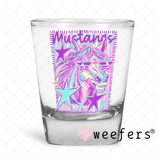 UV DTF Decal - Mustang Colorful Mascot Shot Glass Heavy Base Weefers