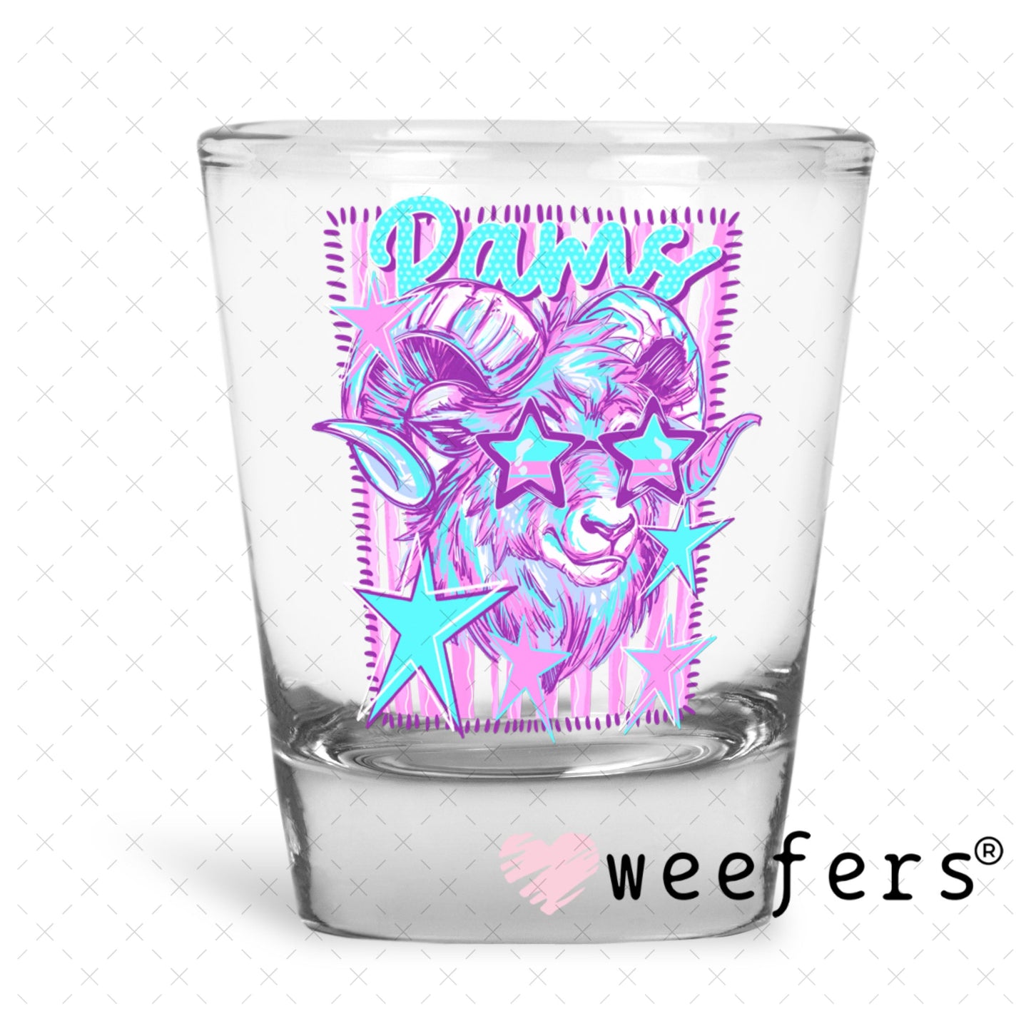 UV DTF Decal - Rams Colorful Mascot Shot Glass Heavy Base Weefers