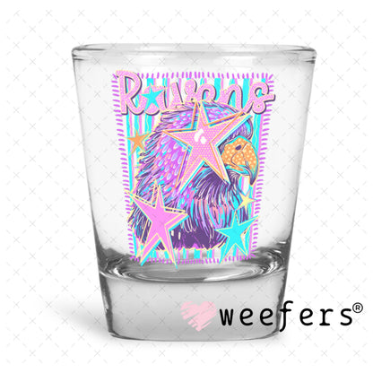 UV DTF Decal - Ravens Colorful Mascot Shot Glass Heavy Base Weefers