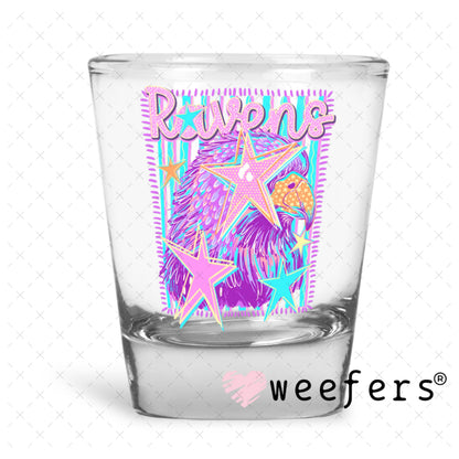 UV DTF Decal - Ravens Colorful Mascot Shot Glass Heavy Base Weefers