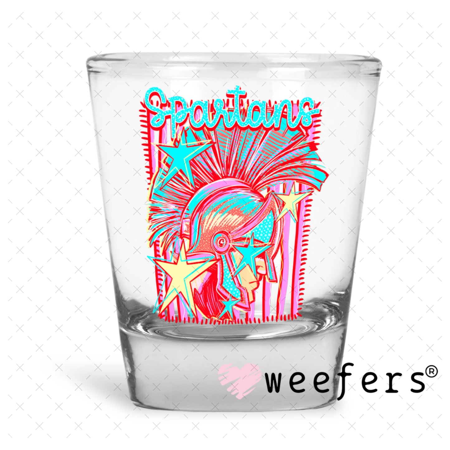 UV DTF Decal - Spartans Colorful Mascot Shot Glass Heavy Base Weefers