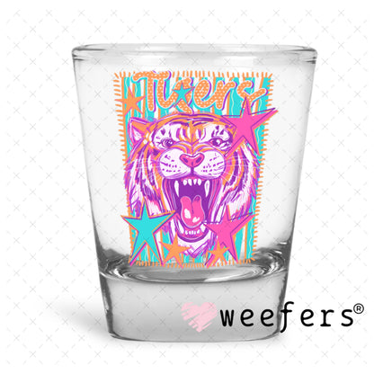 UV DTF Decal - Tigers Colorful Mascot Shot Glass Heavy Base Weefers