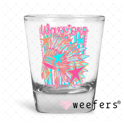 UV DTF Decal - Warriors Colorful Mascot Shot Glass Heavy Base Weefers