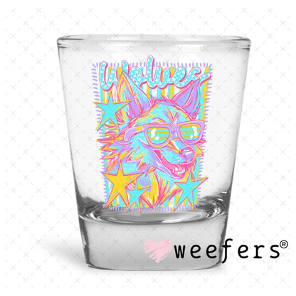 UV DTF Decal - Wolves Colorful Mascot Shot Glass Heavy Base Weefers