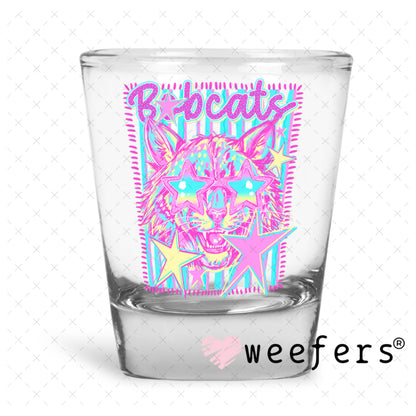 UV DTF Decal - Bobcats Colorful Mascot Shot Glass Heavy Base Weefers