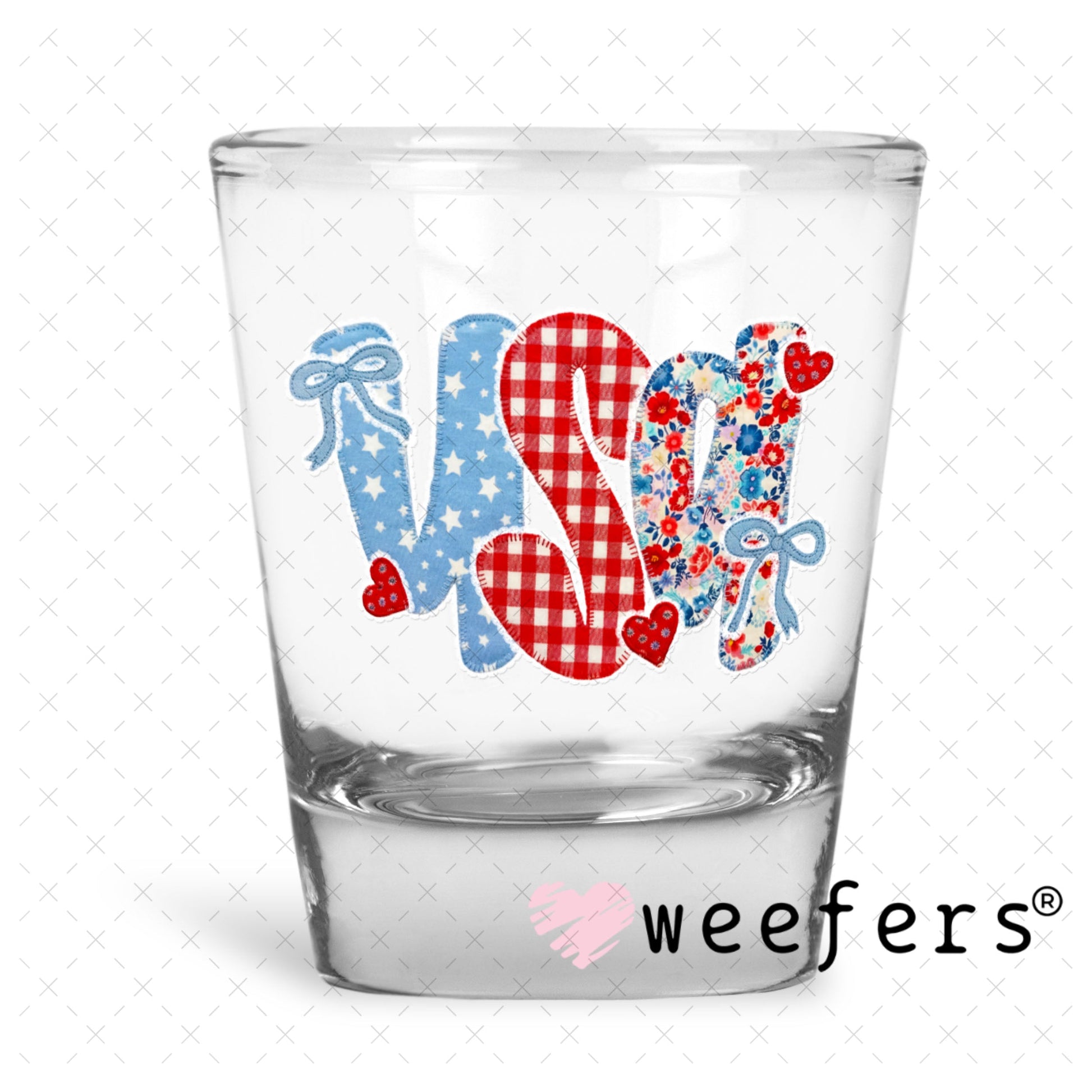 UV DTF Decal - USA Lace Shot Glass Heavy Base Weefers