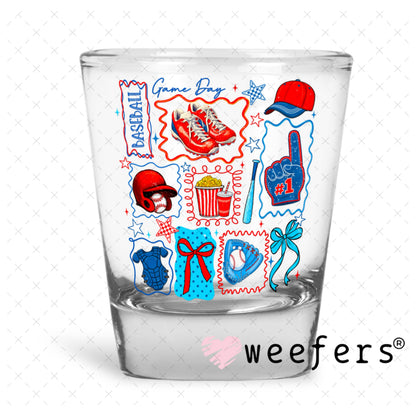 UV DTF Decal - Game Day Retro Baseball Shot Glass Heavy Base Weefers