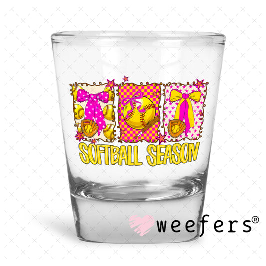 UV DTF Decal - Softball Season Pink Shot Glass Heavy Base Weefers