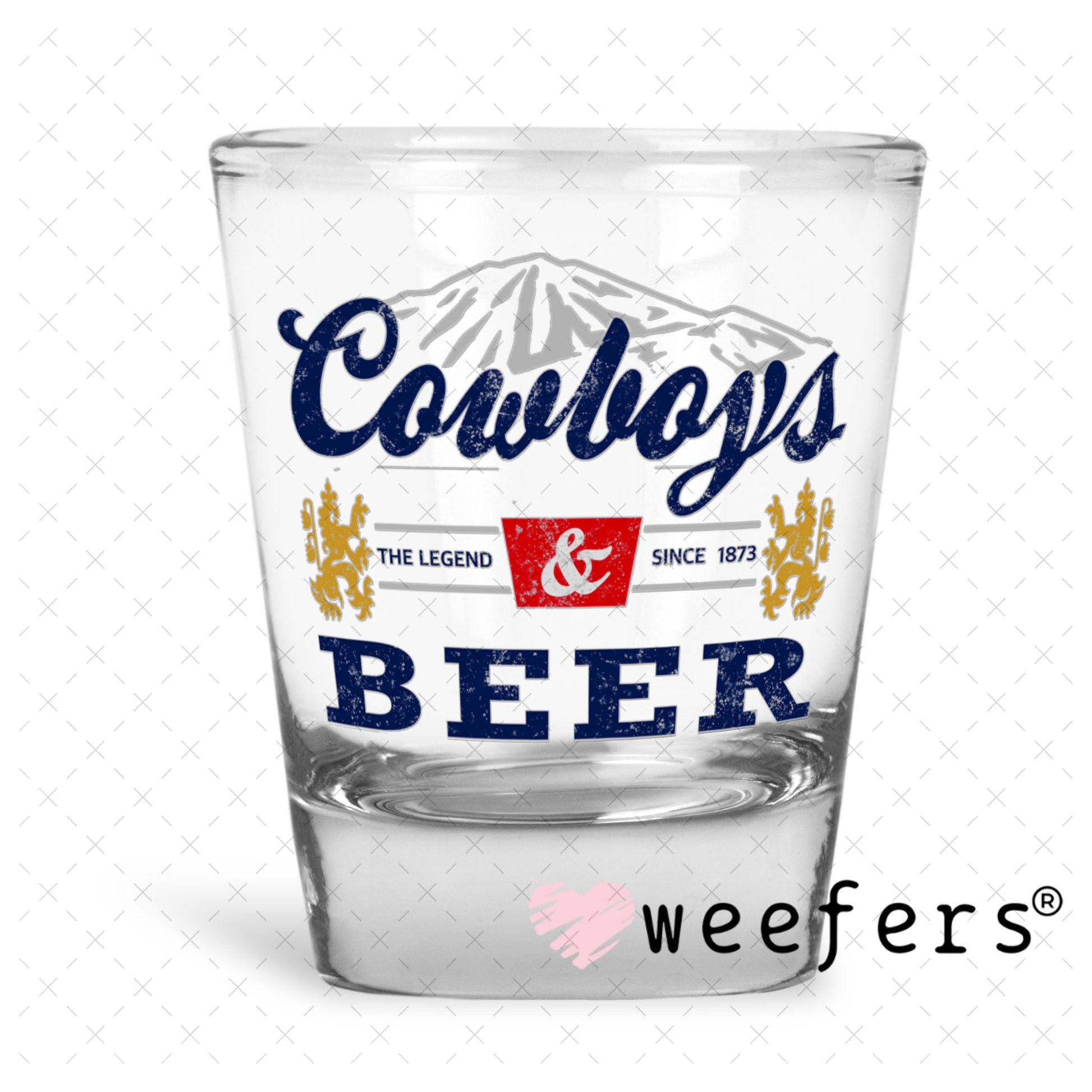 UV DTF Decal - Cowboys Beer Shot Glass Heavy Base Weefers
