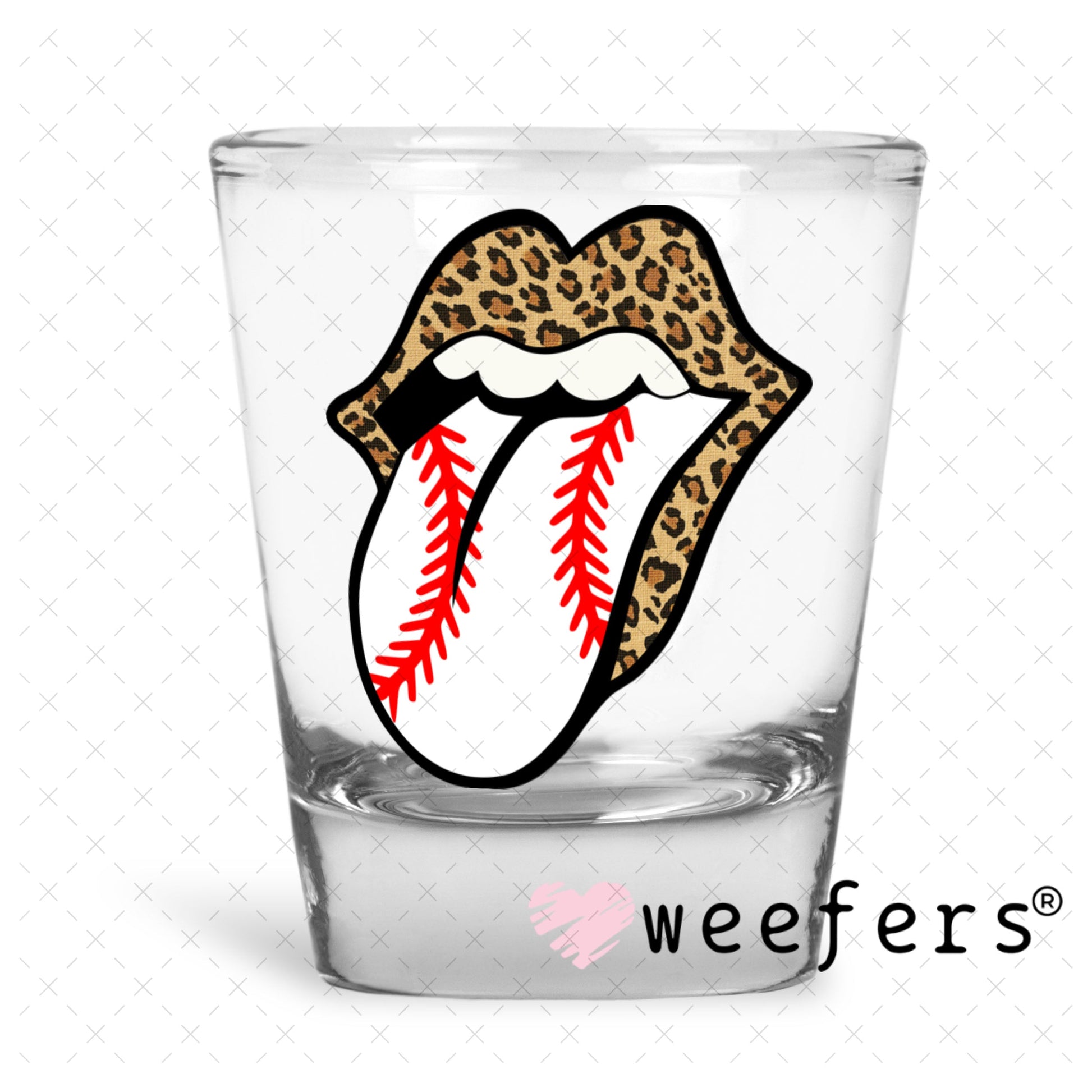 UV DTF Decal - Cheetah Print Tongue Shot Glass Heavy Base Weefers