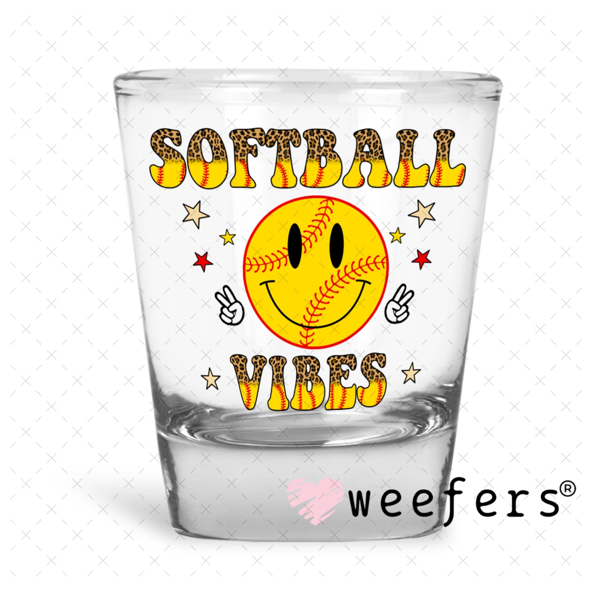 UV DTF Decal - Softball Vibes Shot Glass Heavy Base Weefers
