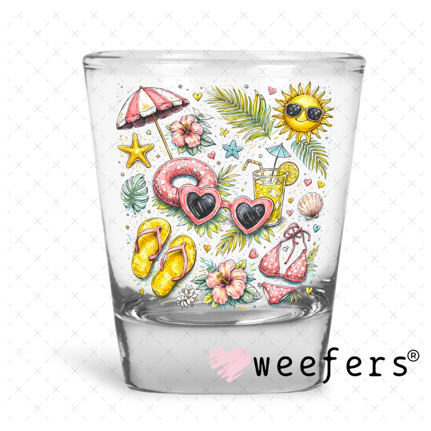 UV DTF Decal - Summer Favorite Things Shot Glass Heavy Base Weefers