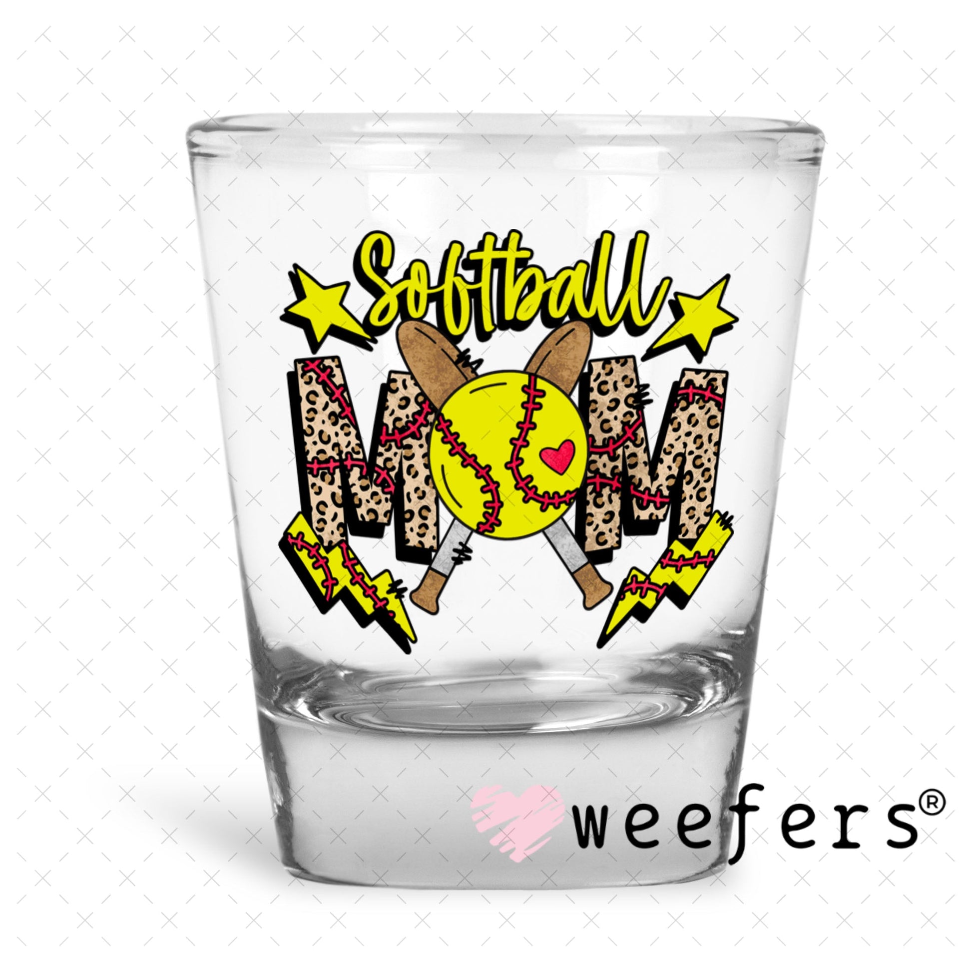 UV DTF Decal - Softball Mom Shot Glass Heavy Base Weefers