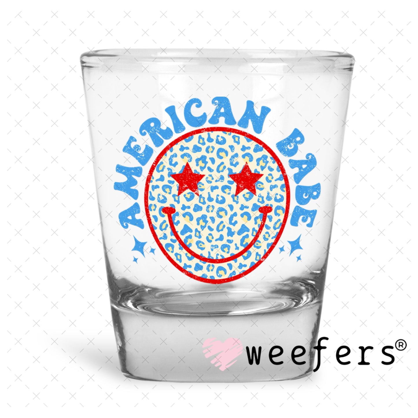 UV DTF Decal - American Babe Smile Face Shot Glass Heavy Base Weefers