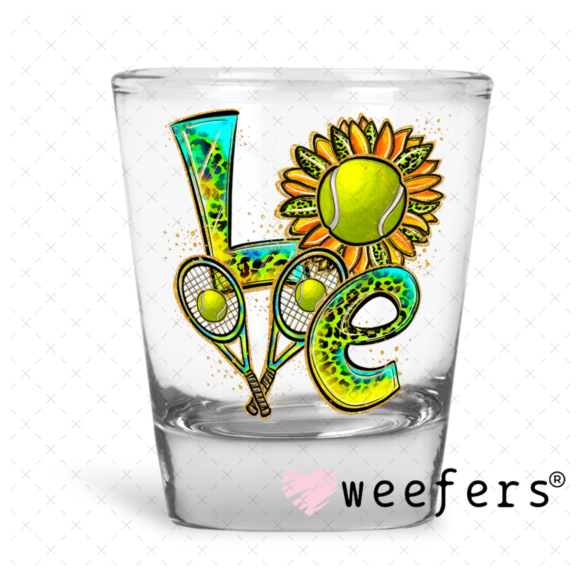 UV DTF Decal - Love Tennis Shot Glass Heavy Base Weefers