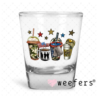 UV DTF Decal - Military Coffee Shot Glass Heavy Base Weefers