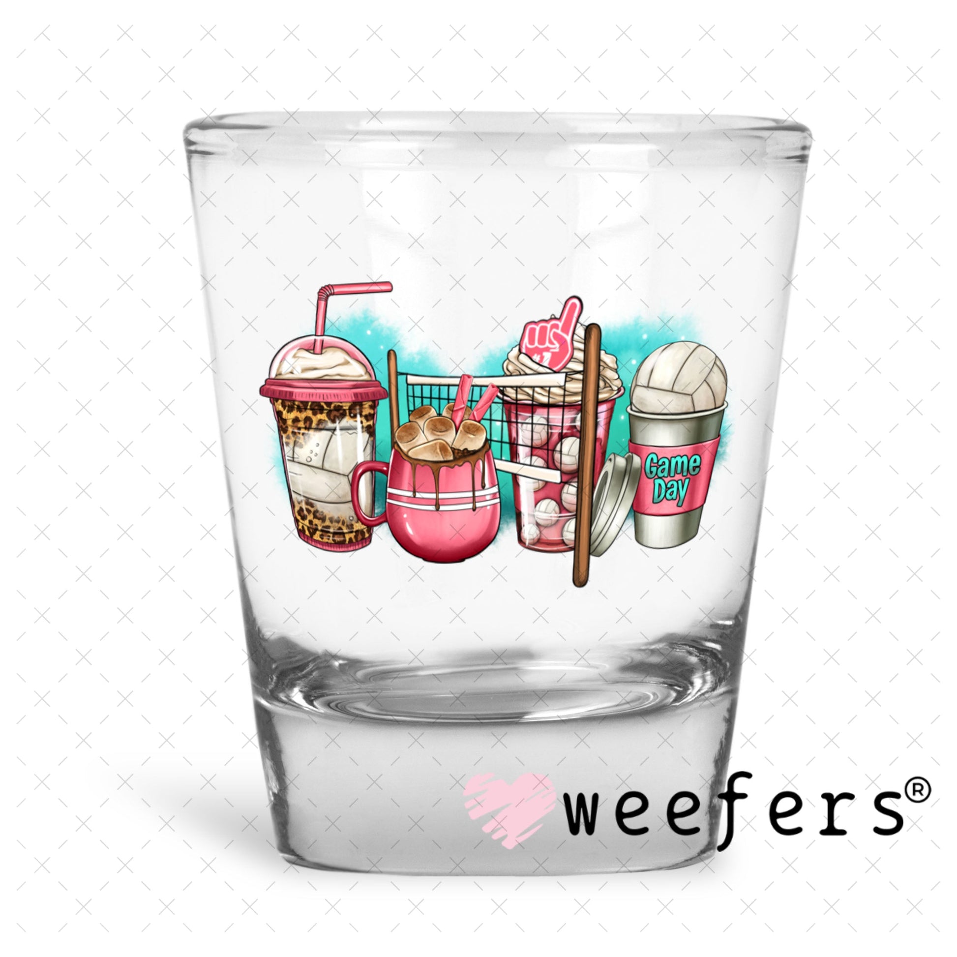 UV DTF Decal - Volleyball Coffee Shot Glass Heavy Base Weefers