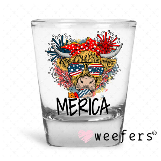 UV DTF Decal - Highlander Merica Shot Glass Heavy Base Weefers