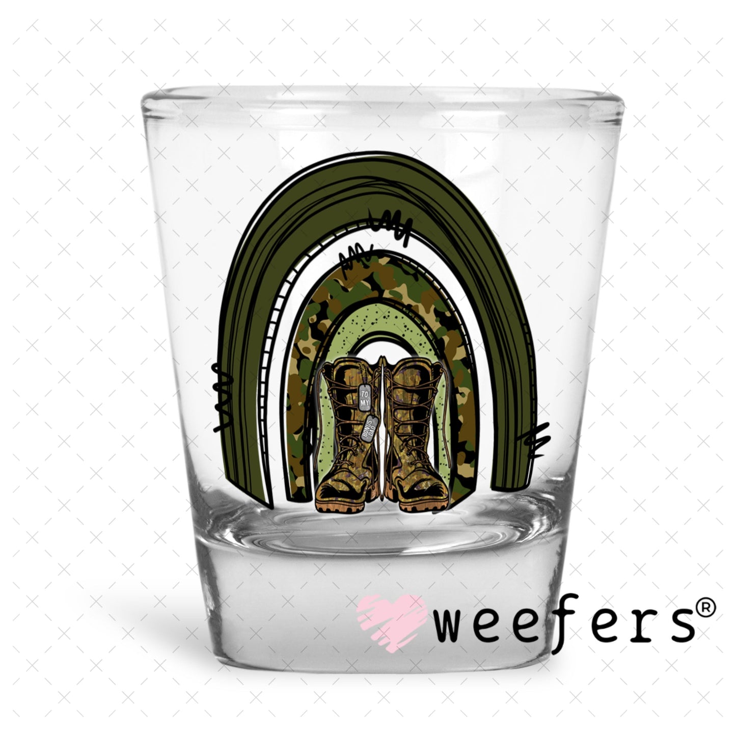 UV DTF Decal - Military To My Bonus Dad Shot Glass Heavy Base Weefers