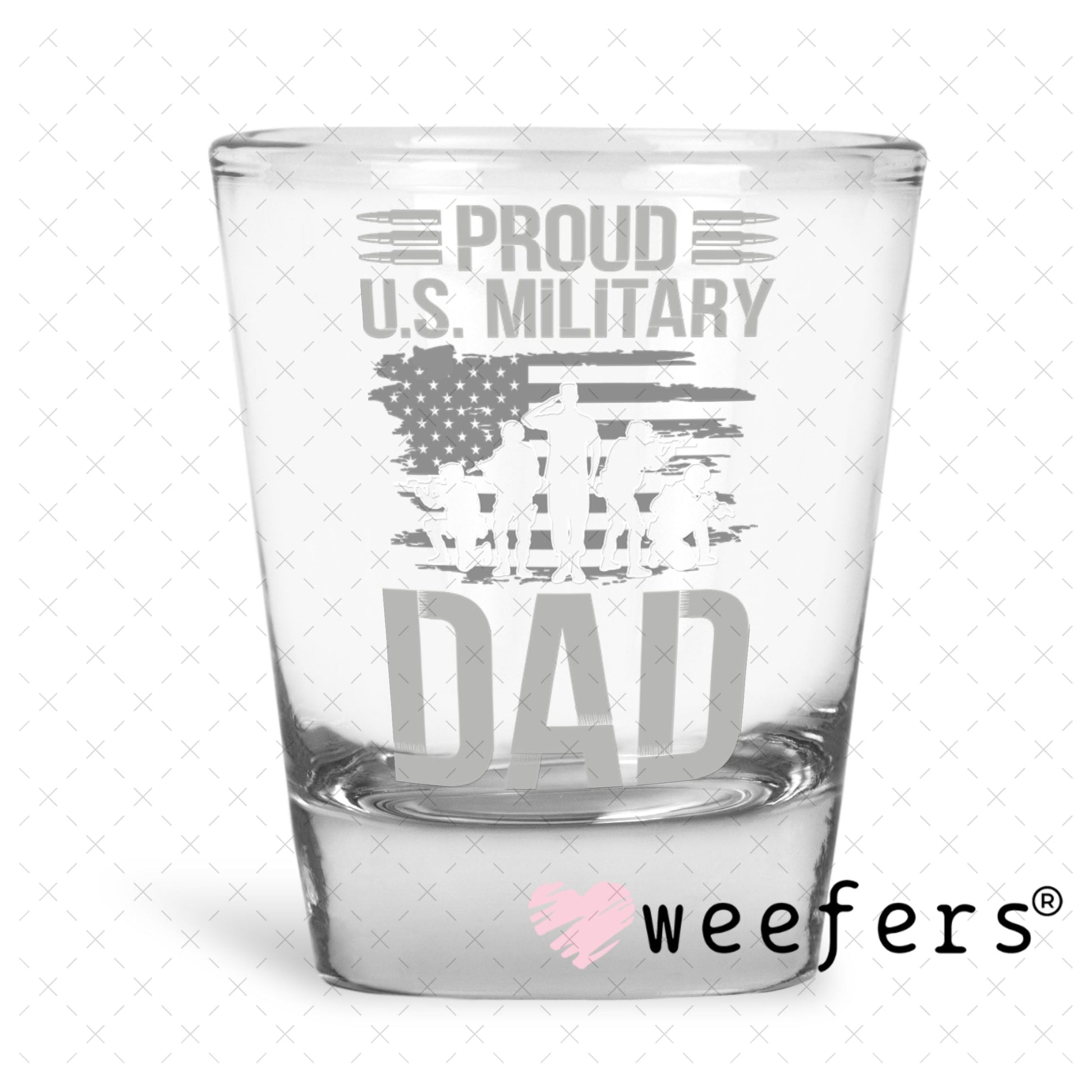 UV DTF Decal - Proud US Milityary Day Shot Glass Heavy Base Weefers