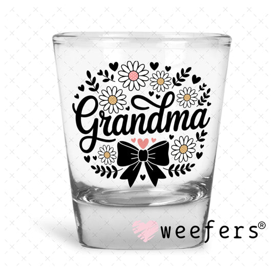 UV DTF Decal - Grandma Black Bow Shot Glass Heavy Base Weefers