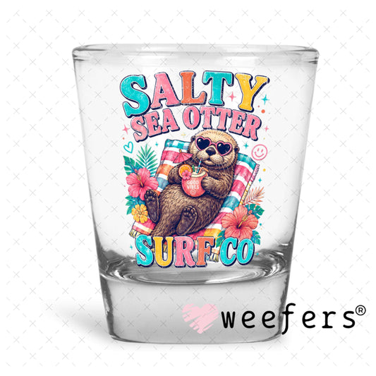 UV DTF Decal - Salty Sea Otter Surf Co Shot Glass Heavy Base Weefers