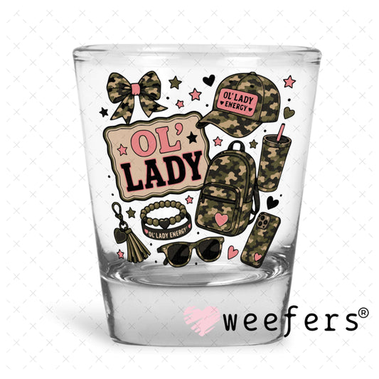 UV DTF Decal - Ol' Lady Shot Glass Heavy Base Weefers
