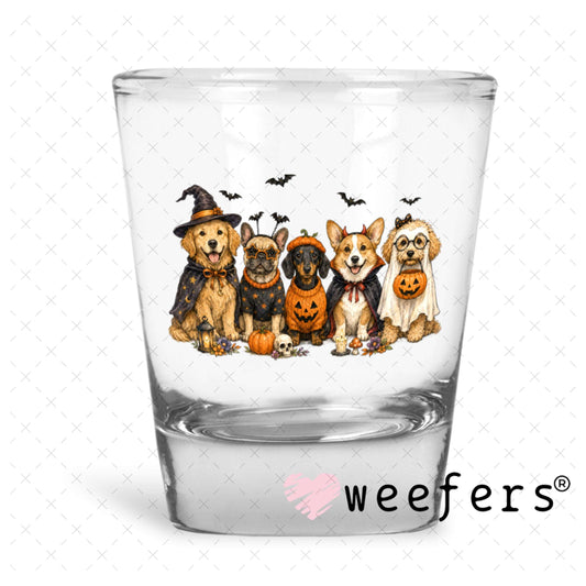 UV DTF Decal - Halloween Dog Friends Shot Glass Heavy Base Weefers