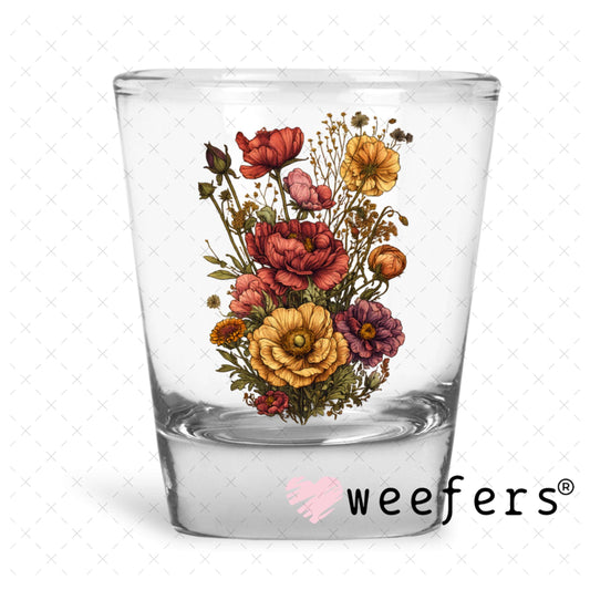 UV DTF Decal - Fall Flower Bouquet Shot Glass Heavy Base Weefers