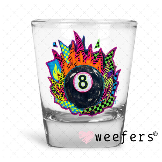 UV DTF Decal - Western Fire Eightball Shot Glass Heavy Base Weefers