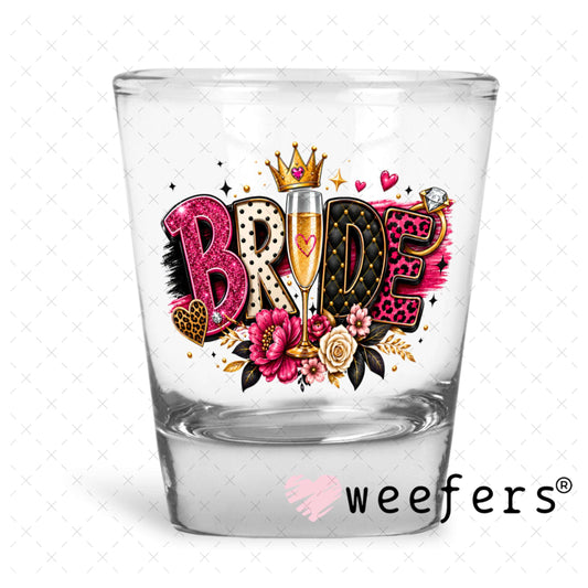 UV DTF Decal - Bride Champagne Shot Glass Heavy Base Weefers