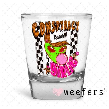 UV DTF Decal - Conspiracy Girlie Alien Shot Glass Heavy Base Weefers