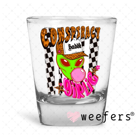 UV DTF Decal - Conspiracy Girlie Alien Shot Glass Heavy Base Weefers