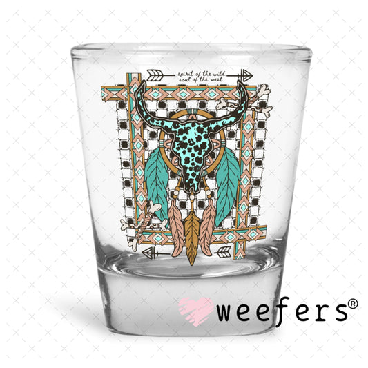 UV DTF Decal - Cow Skull Western Shot Glass Heavy Base Weefers