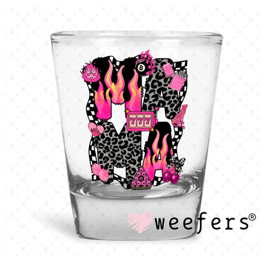 UV DTF Decal - Lucky 7's Pink Black Shot Glass Heavy Base Weefers