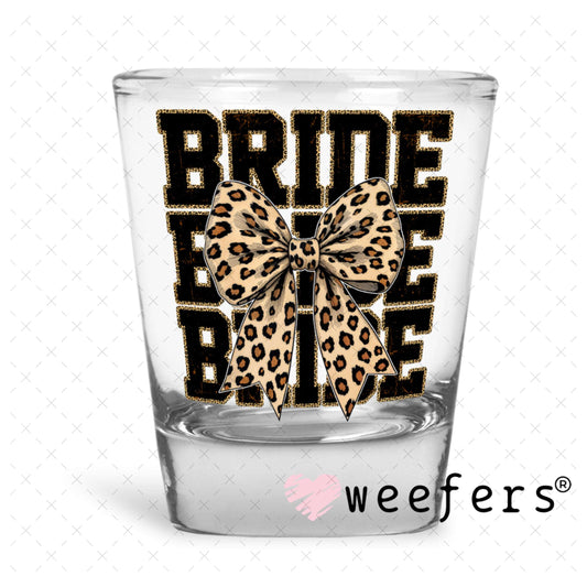 UV DTF Decal - Bride Leopard Bow Shot Glass Heavy Base Weefers