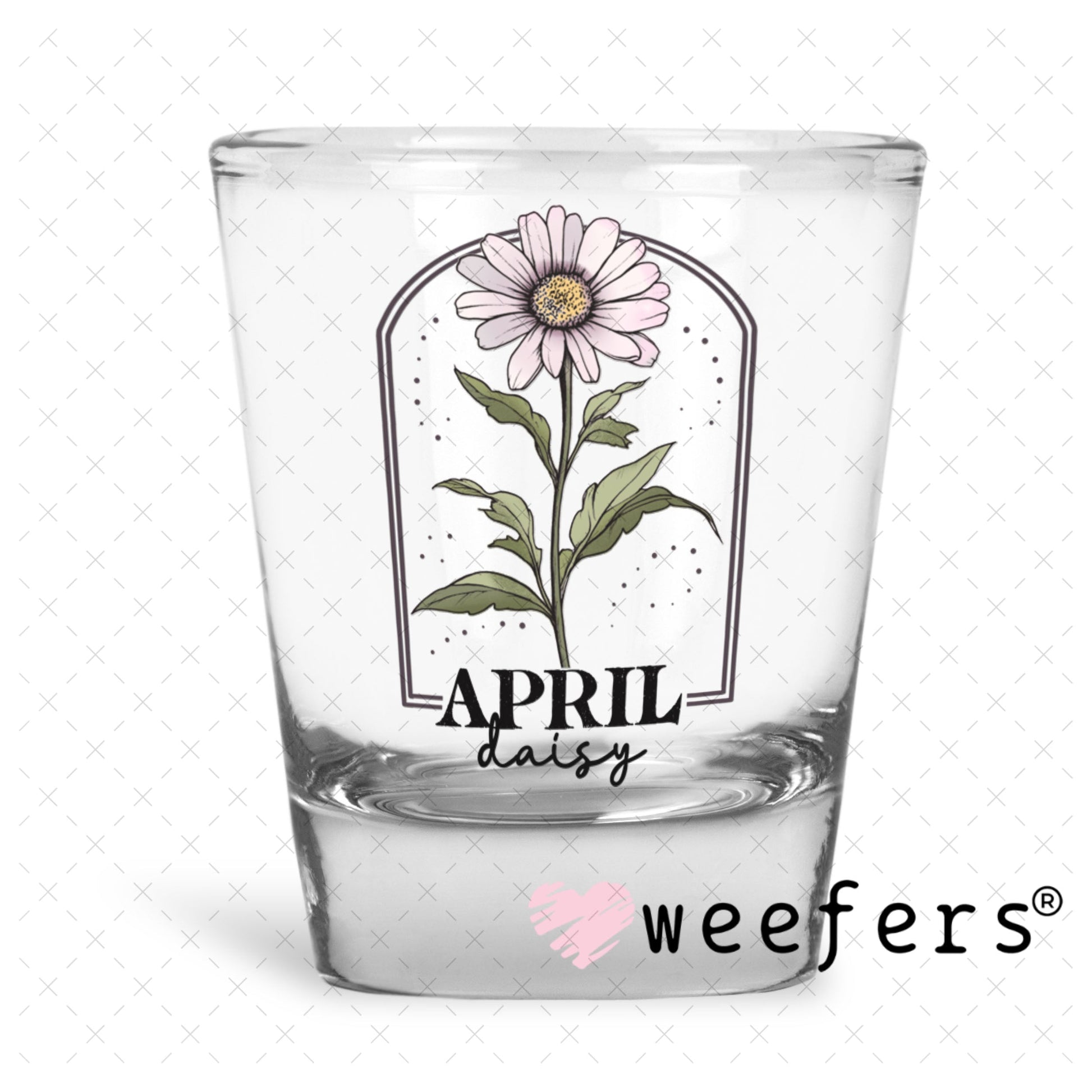 UV DTF Decal - April Daisy Birthday Month Shot Glass Heavy Base Weefers