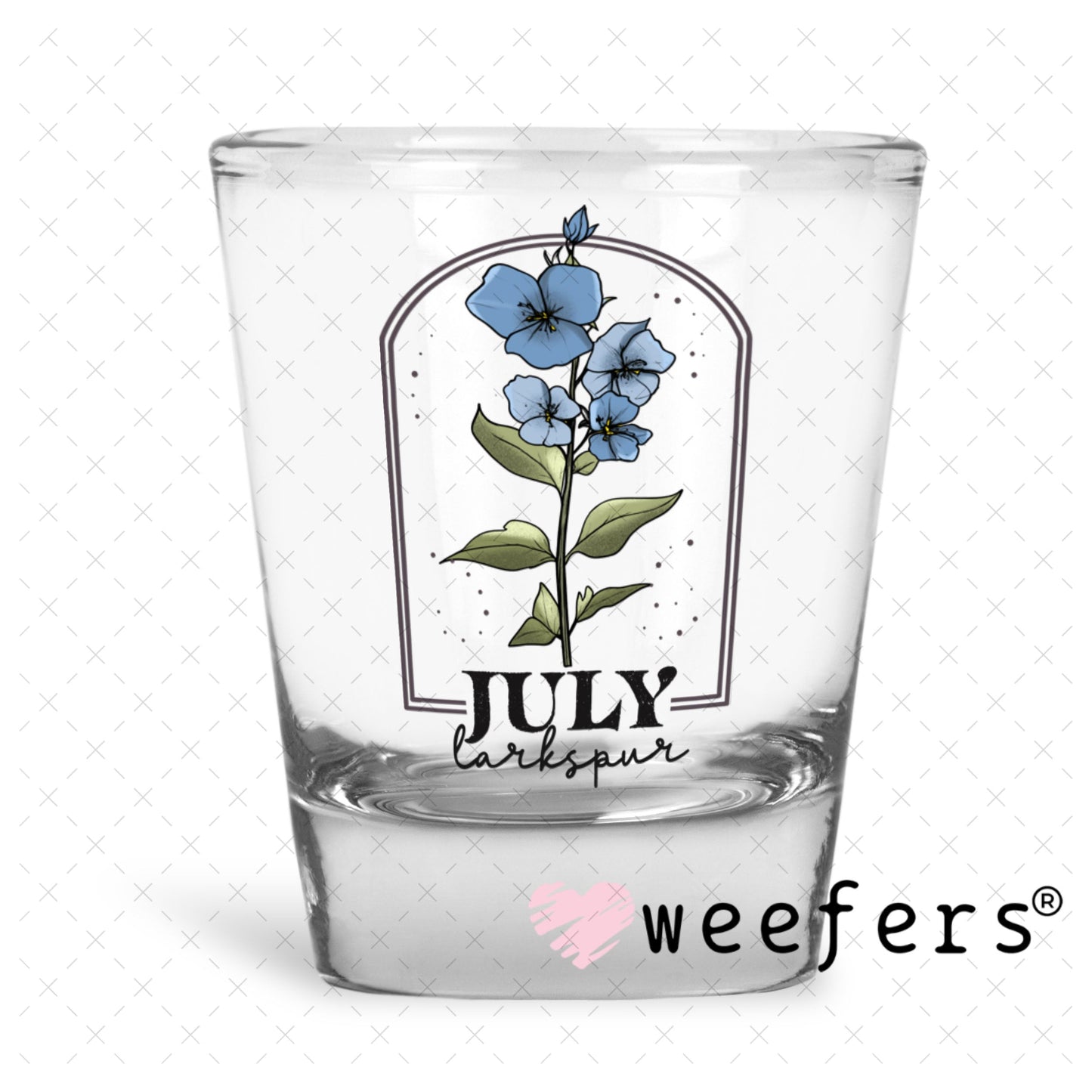 UV DTF Decal - July Larkspur Birthday Month Shot Glass Heavy Base Weefers