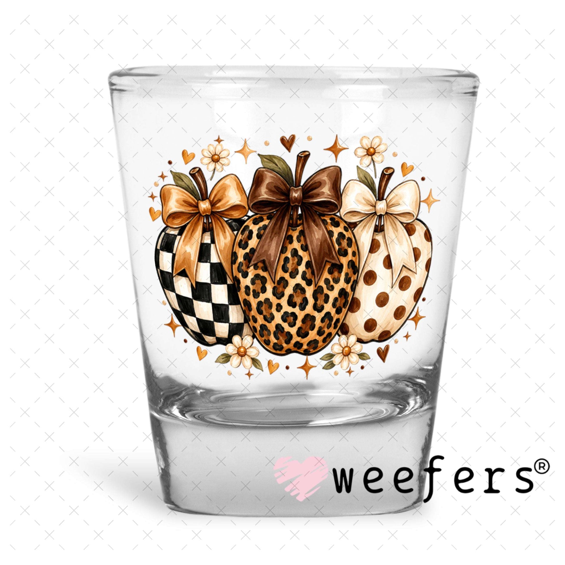 UV DTF Decal - Leopard Apples Fall Shot Glass Heavy Base Weefers