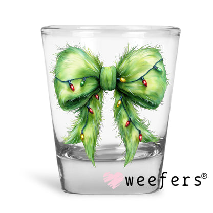 Green Guy Coquette Christmas Bow Shot Glass UV DTF Decal