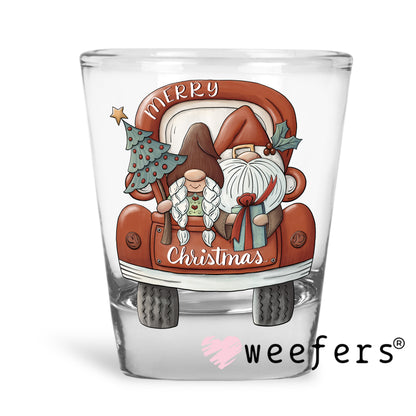 Merry Christmas Old Time Gnomes UV DTF Shot Glass Decal