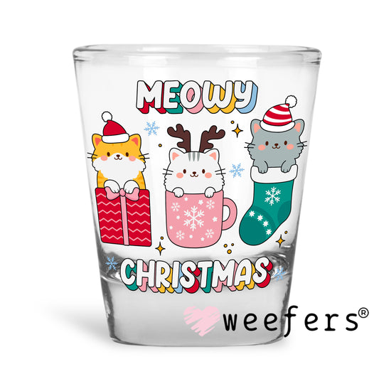 Meowy Christmas Cats UV DTF Shot Glass Decal