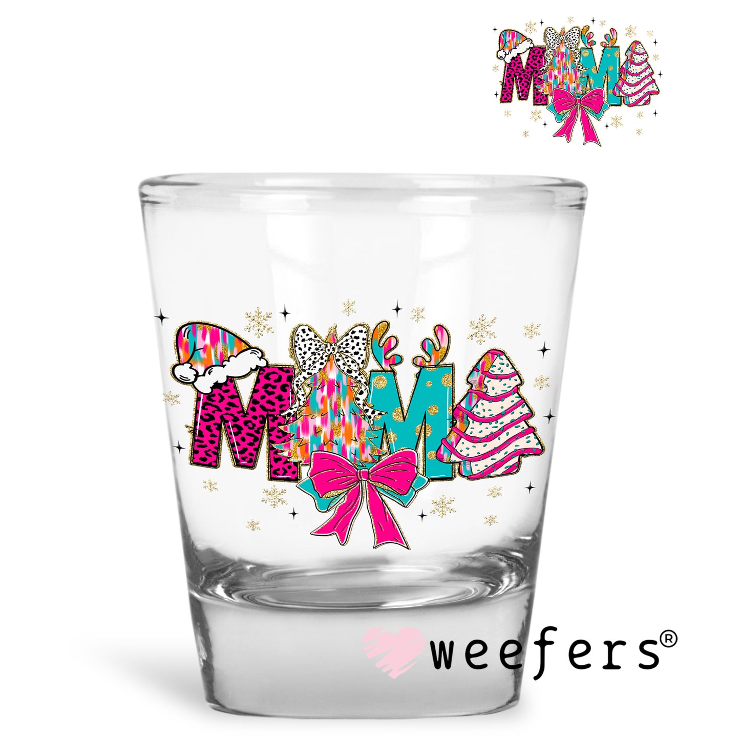 Christmas Coquette Mama UV DTF Shot Glass Decal - Weefers