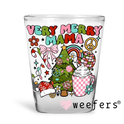 Very Merry Mama Christmas UV DTF Shot glass Decal