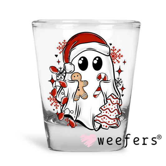 Christmas Ghost Snacks UV DTF Shot Glass Decal