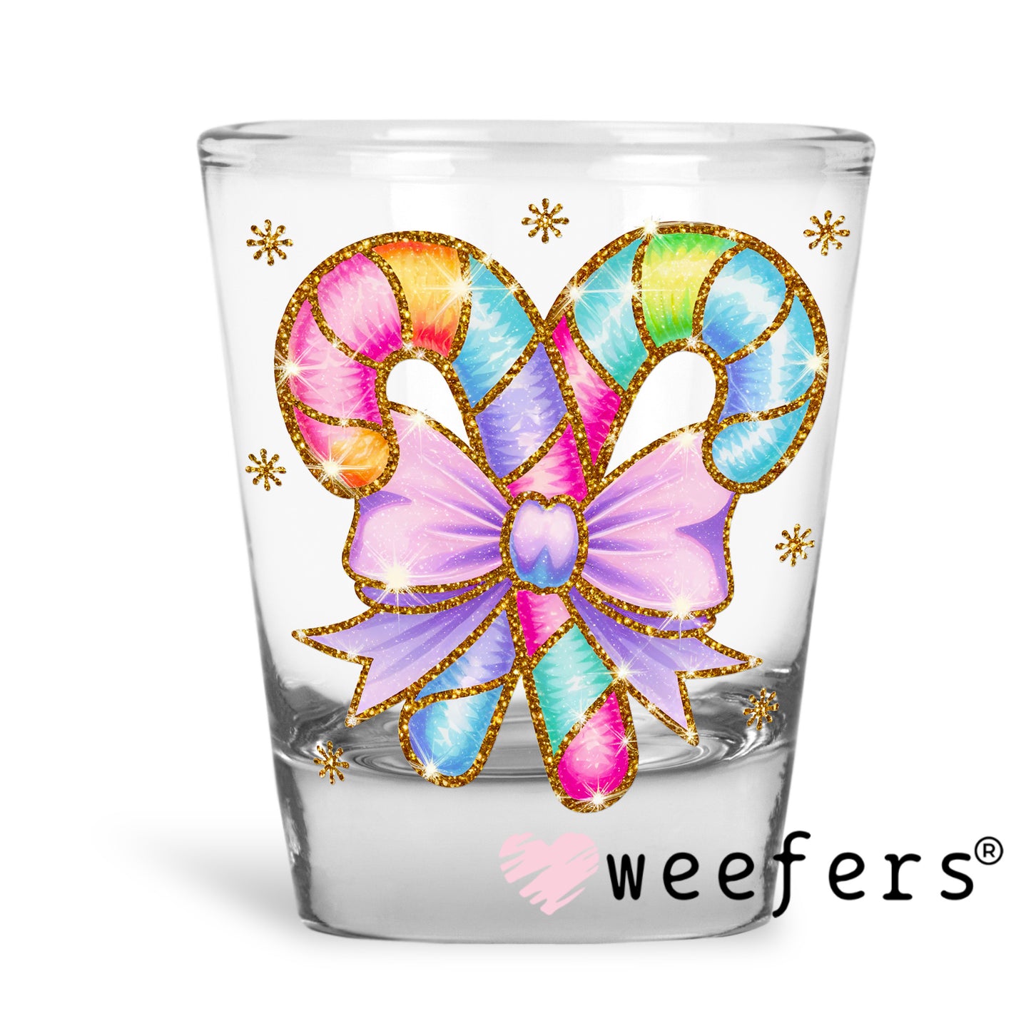 Rainbow Candy Canes UV DTF Shot Glass Decal