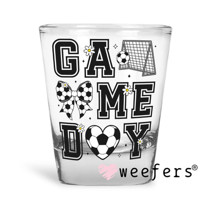 Coquette Game Day Soccer UV DTF Shot Glass Decal