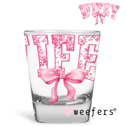 Wifey Coquette Bow UV DTF Shot Glass Decal