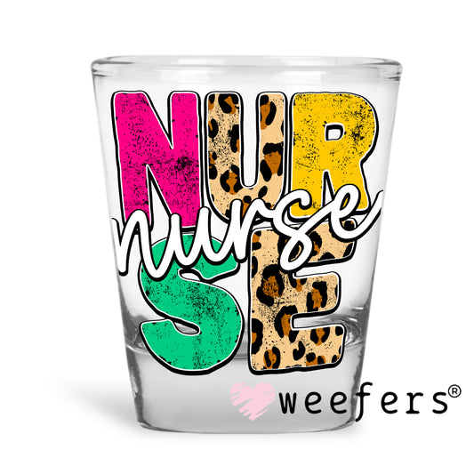 Nurse Cheetah UV DTF Shot Glass Decal